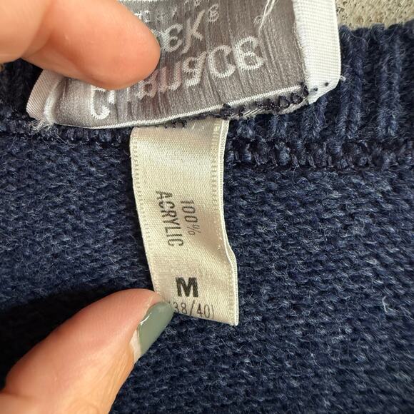 Vtg Sweater Mens M Blue V Neck Pullover Furnace Creek USA Made Grandpacore Prep - Picture 5 of 7